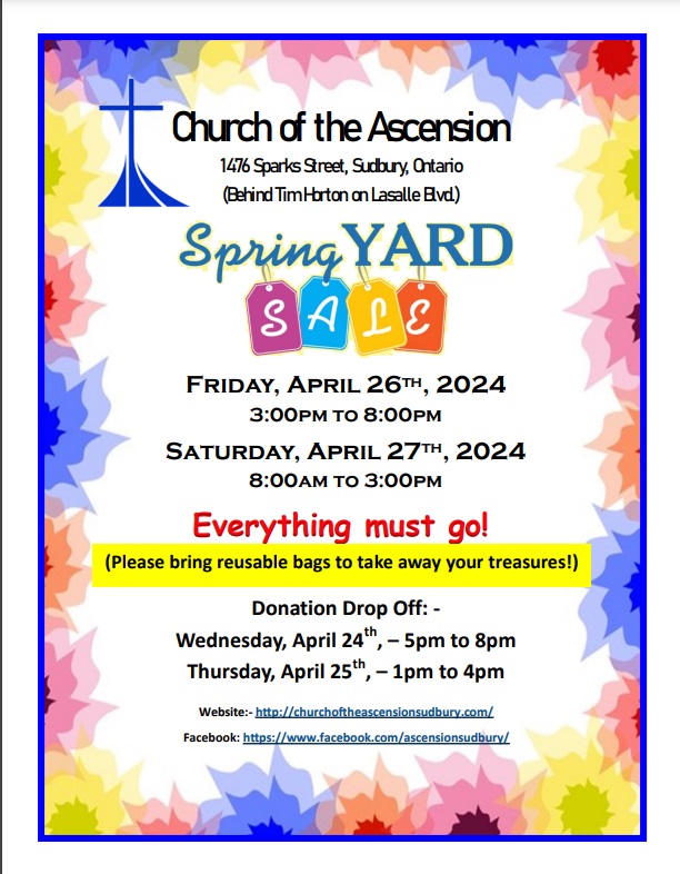 Church of the Ascension Annual Spring Yard Sale @ Church of the Ascension