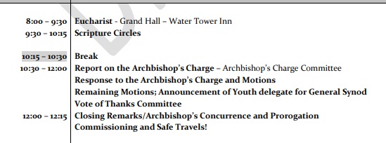 52nd Session of Diocese of Algoma Synod - 10 May 2025 @ Water Tower Inn