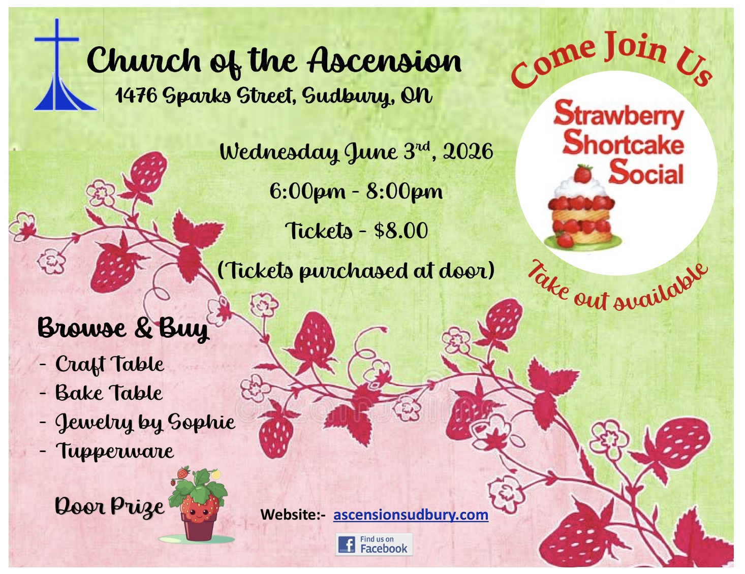 Annual Strawberry Shortcake Social - Church of the Ascension, Sudbury @ Church of the Ascension